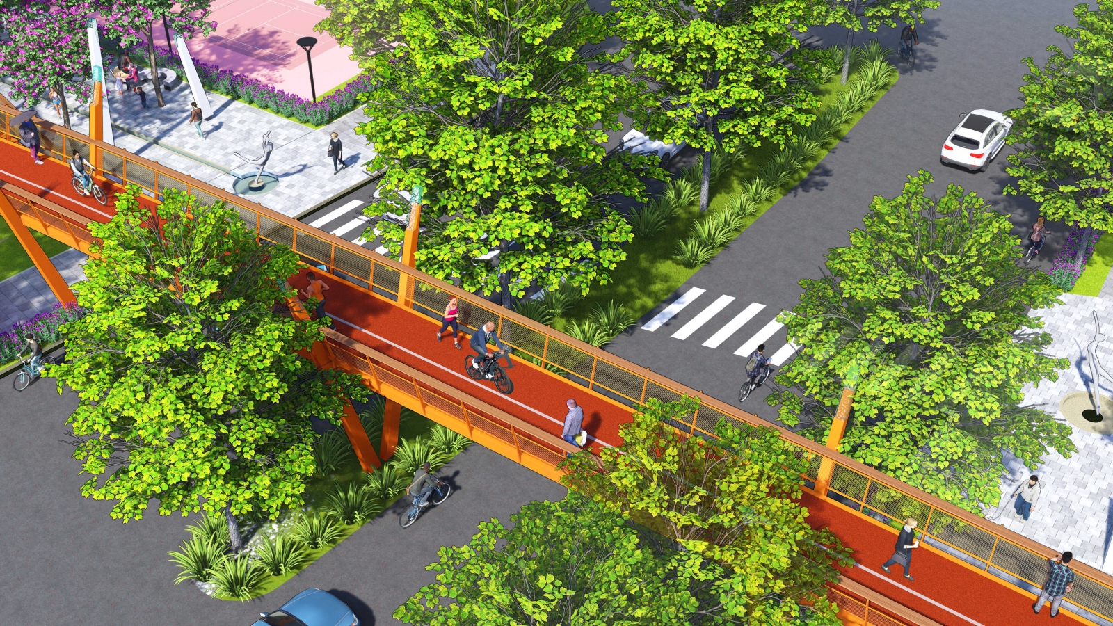 cầu đi bộ công viên dự án fpt plaza 2
