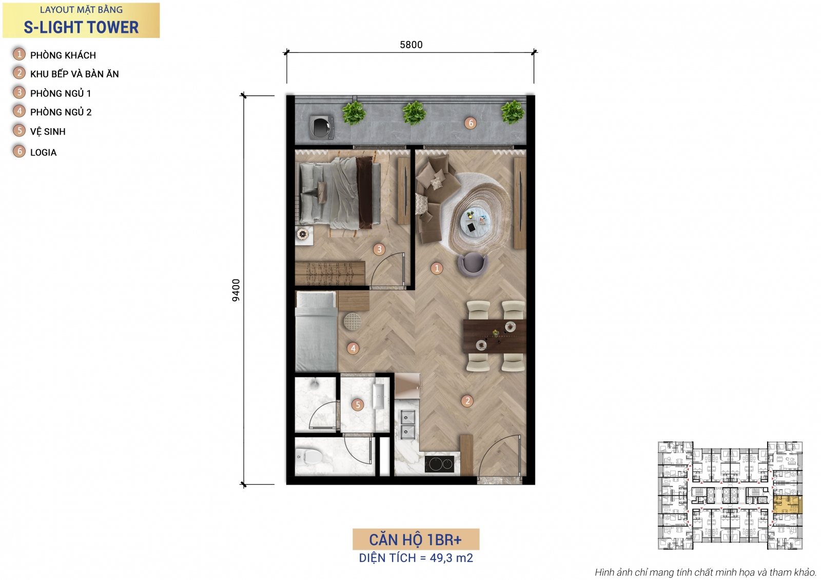 layout căn hộ 1pn+