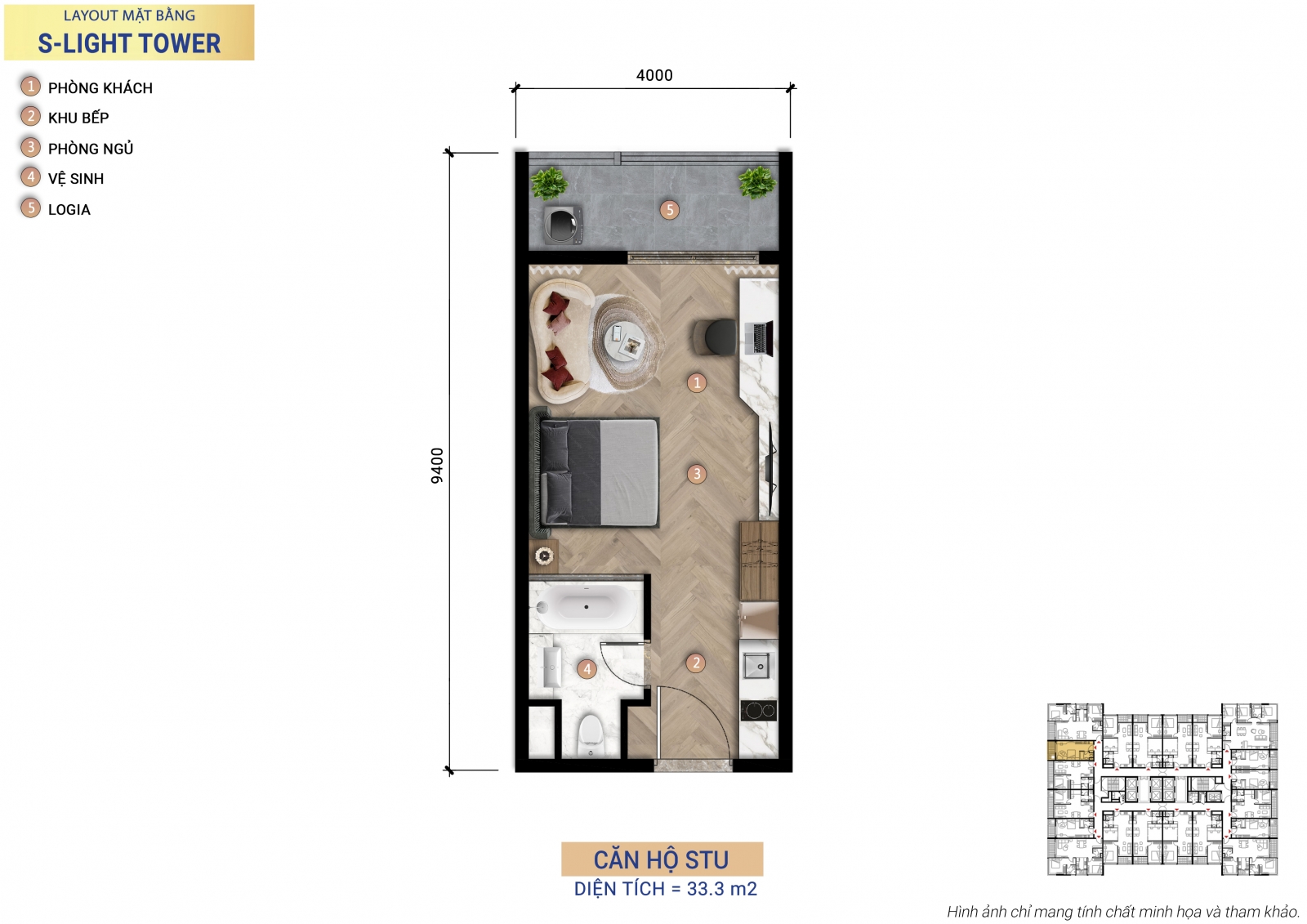 layout căn studio